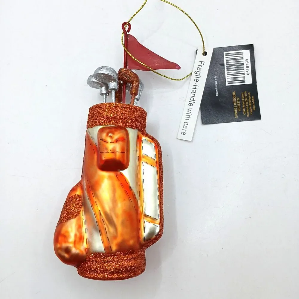 Robert Stanley Golfbag & Clubs 18th Hole Blown Glass Christmas Ornament 2018 NWT